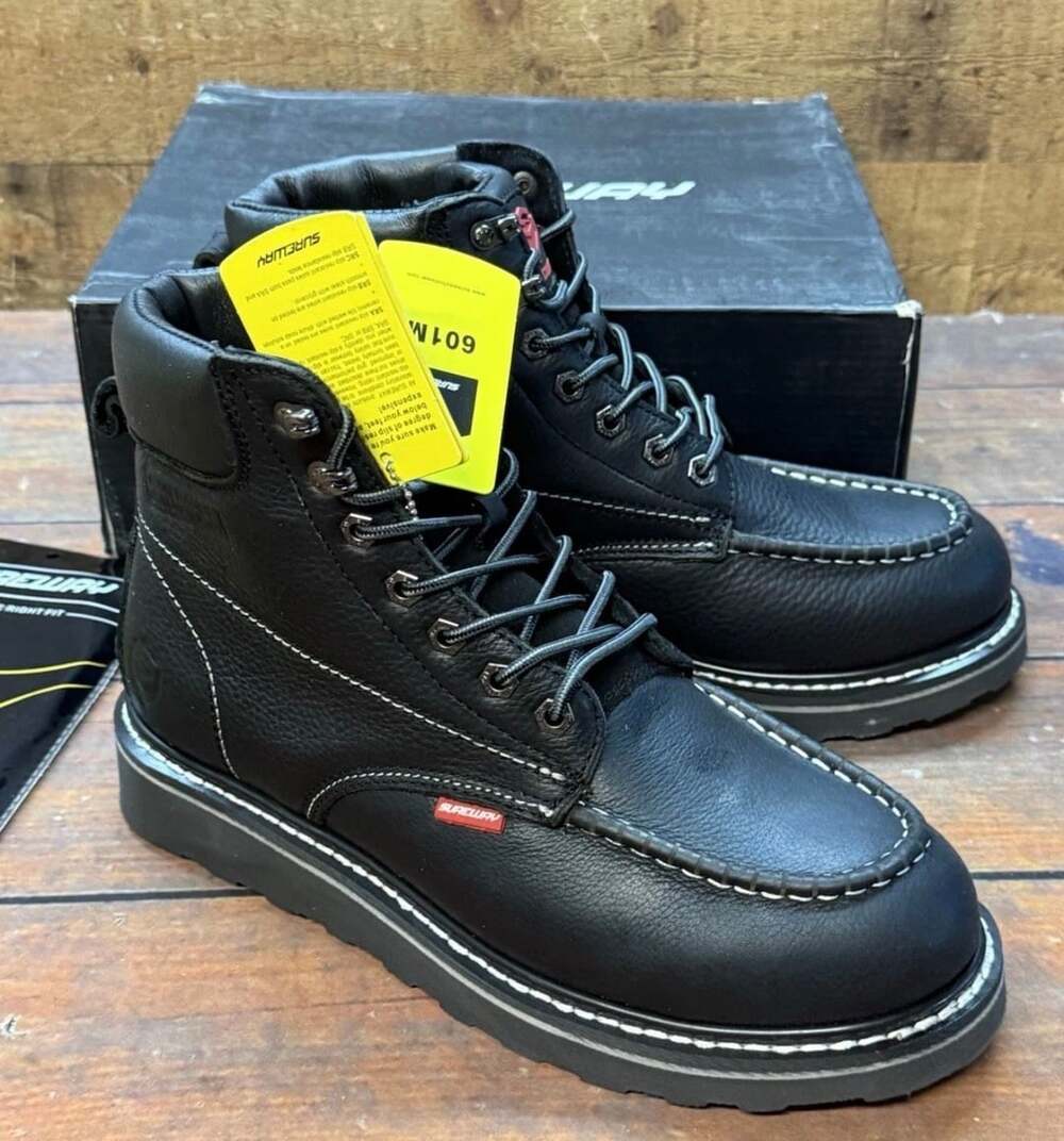Sureway 601M Size 10.5 Black Leather Moc Toe Work Boots